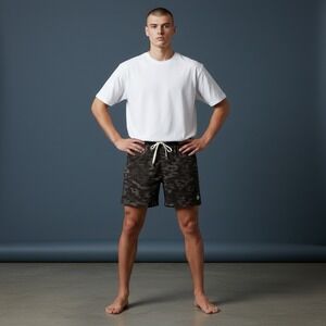 Vuori Men's Camo Athletic Shorts Size 34 Elastic‎ Waist Drawstring Pockets